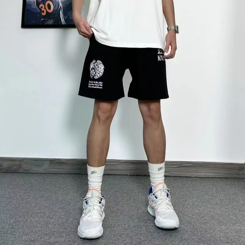 

American Gym Shorts Men's Fitness Loose Fit Sports Summer Cotton Basketball Running Training Bottoms Shorts Pants