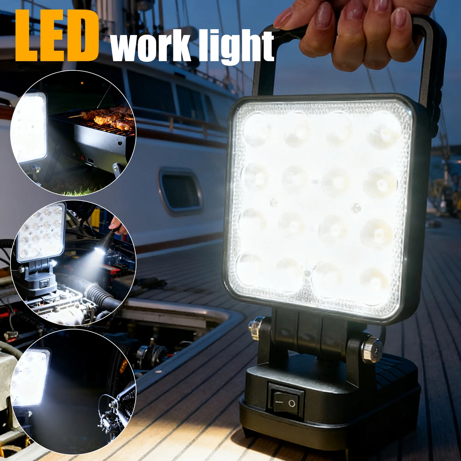 

Светодиодный рабочий фонарь на 15/16 светодиодов, кемпинговая лампа, аварийное освещение для ремонта, 14.4В-18В, уличный фонарик, аккумуляторный фонарь, двойной USB-выход