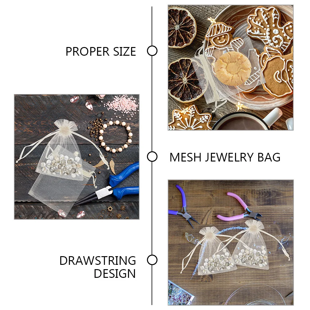 100 Stück kleine Kordelzug-Schmuckbeutel aus Organza, Mehrzweck-Geschenkbeutel, tragbare Netzbeutel für Hochzeit, Party, Gastgeschenke, Süßigkeiten-Aufbewahrung