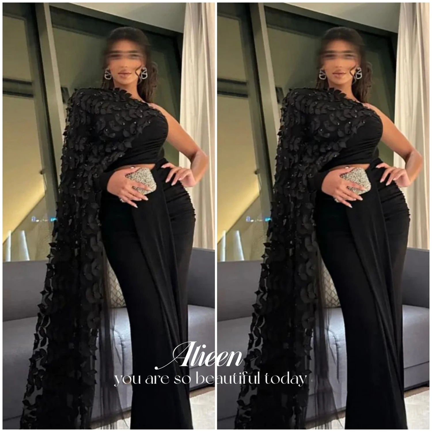 

Aileen Long Wedding Party Dress Women Elegant Luxury Eid Al-fitr Sexy Mermaid Three-dimensional Leaf Shawl Dresses for Prom 2024