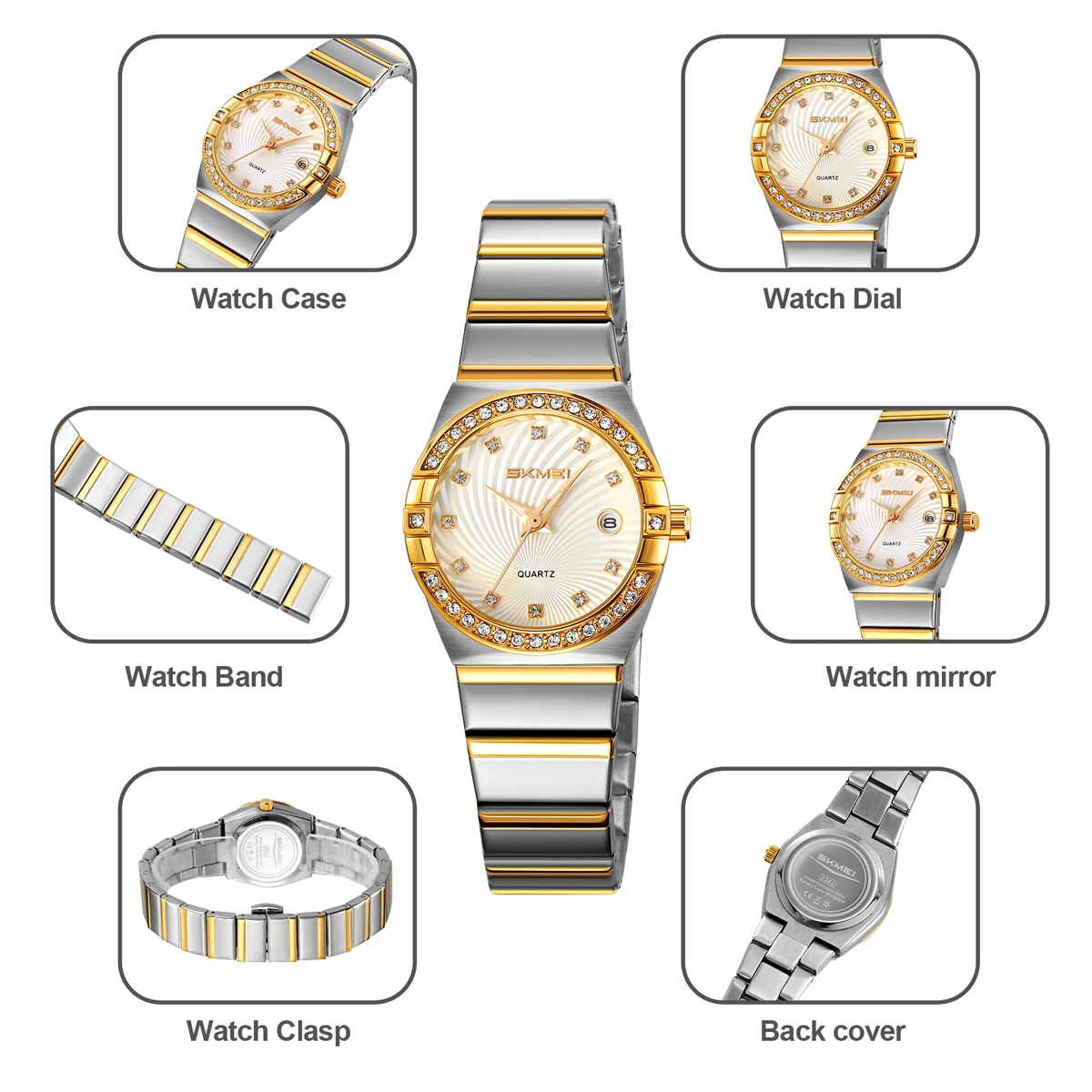 SKMEI Small Dial Stainless Steel Quartz Wristwatch Women Top Brands Luxury Watches Fashion Simple Waterproof Sports Ladies Watch