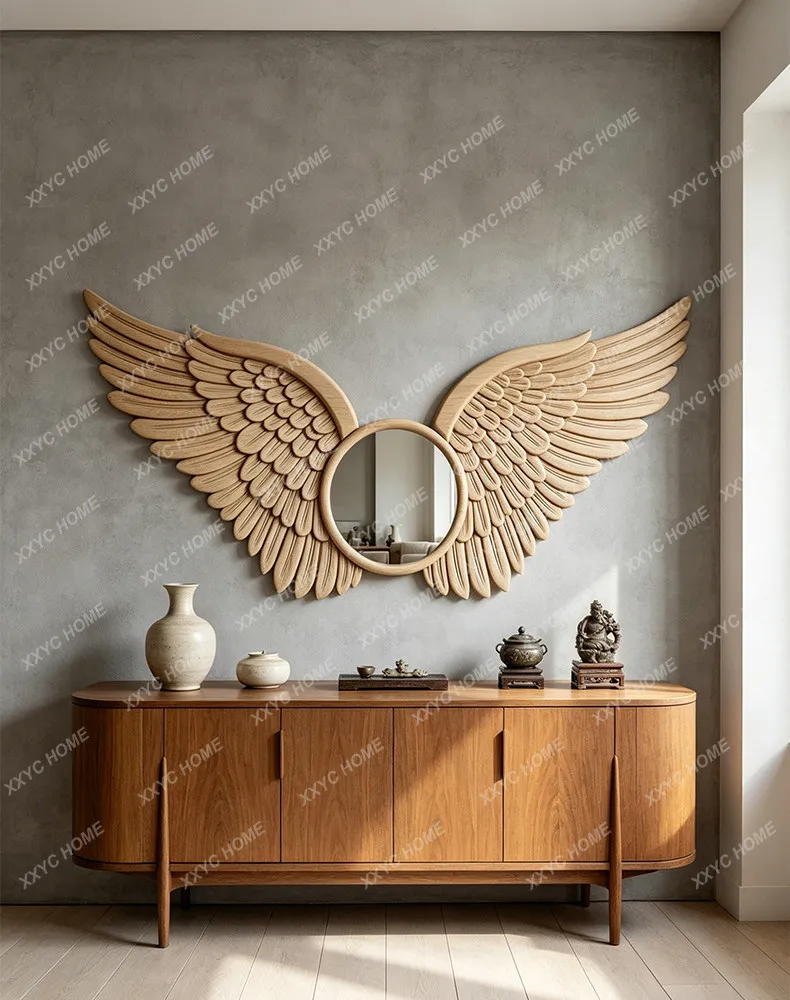 ins wind angel wings makeup mirror light luxury art warm entrance living room wall decoration mirror