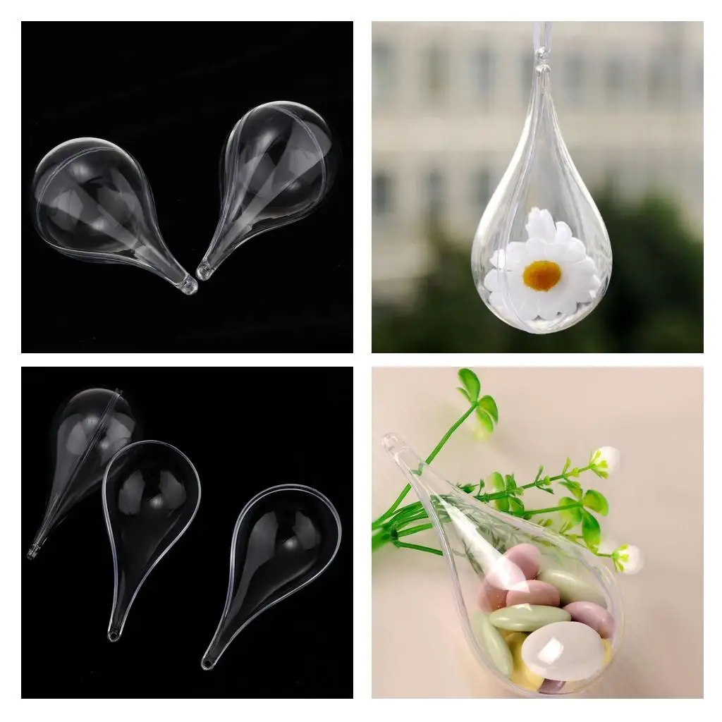 Plastic Drop Clear Refillable Ball Large Transparent Christmas Bauble Ornament for Holiday Tree Decor