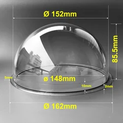 6 Inch 162x85mm Clear Protective Dome Cover For PTZ Camera Transparent Acrylic Plexiglass Lens Cap