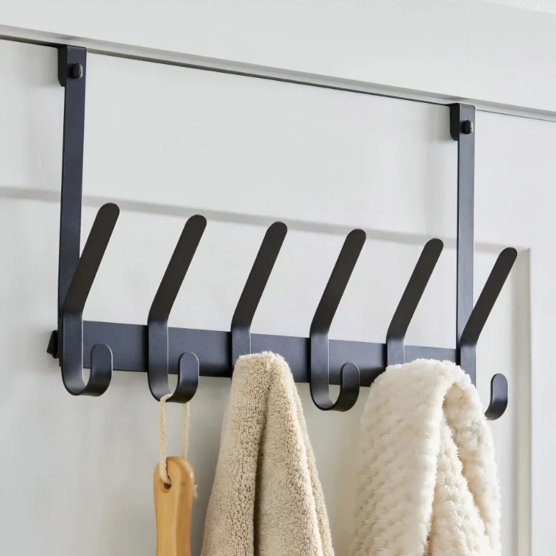 

New Upgrade,6 Double Hooks, Steel, Matte Black Over-the-Door Hook Rack for Towels, Robes,NEW,Free shippment