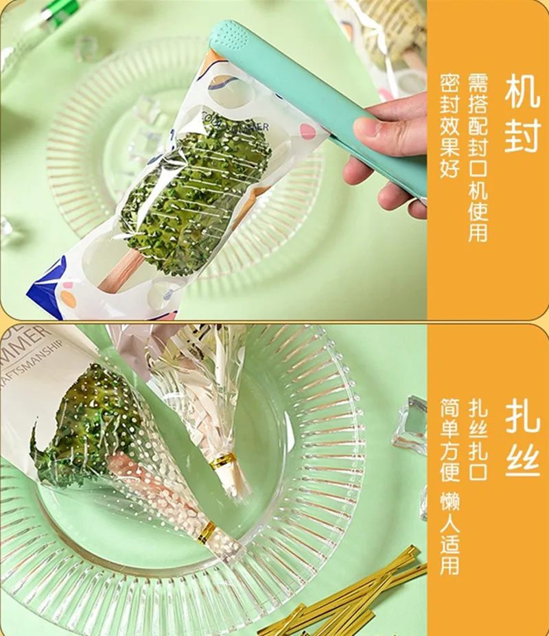 100 Teile/paket 8x19cm DIY Handgemachte Eis Süßigkeiten Milch Taffy Wrapper Maschine Abdichtung Taschen Neue Jahr Geschenk gebäck Verpackung – Detail 3