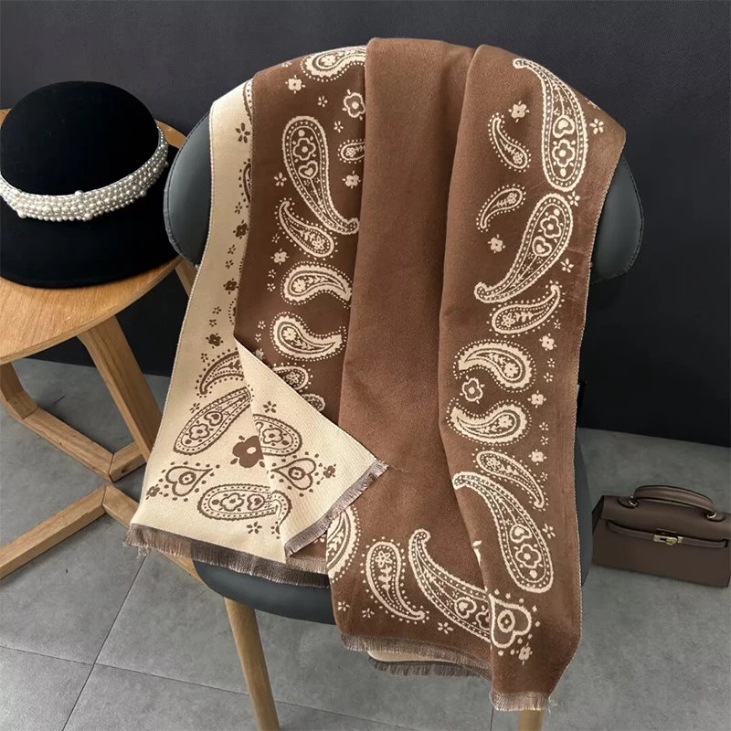 Paisley Imitatie Kasjmier Vrouwen Sjaal Winter Dikker Warme Deken Buiten Dame Pashmina Sjaal Pashmina Groothandel