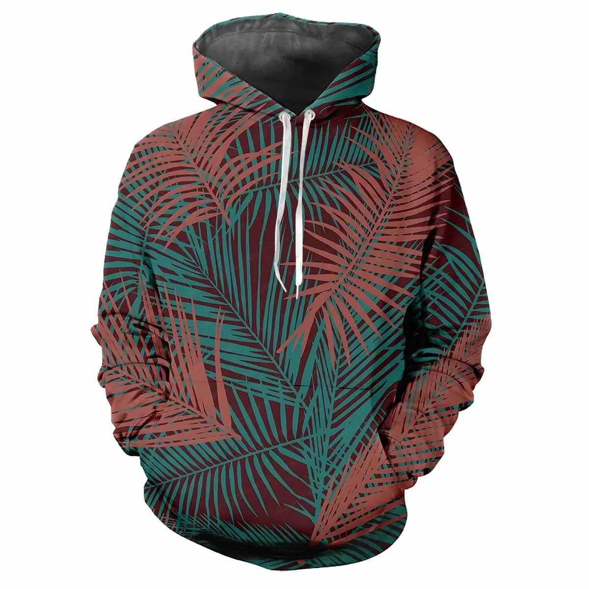 Trendy men's Hoodie Printed Flowers And Plants  Patterns Digital Printing Casual Long Sleeved Hooded Thick Fabric Tops