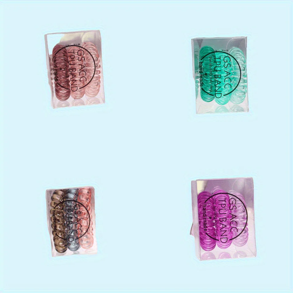 

2PCS Traceless Telephone Wire Hair Ties, Colorful Springs Elastic Hair Bands for Women Girls, No Crease Hair Rings