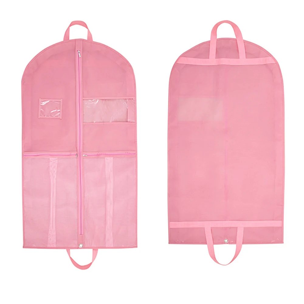 Pink Garment Bags Girls Dance Travel Hanging Clothes Dress Closet Storage Bag with Pockets and Carry Handles Protector Cover