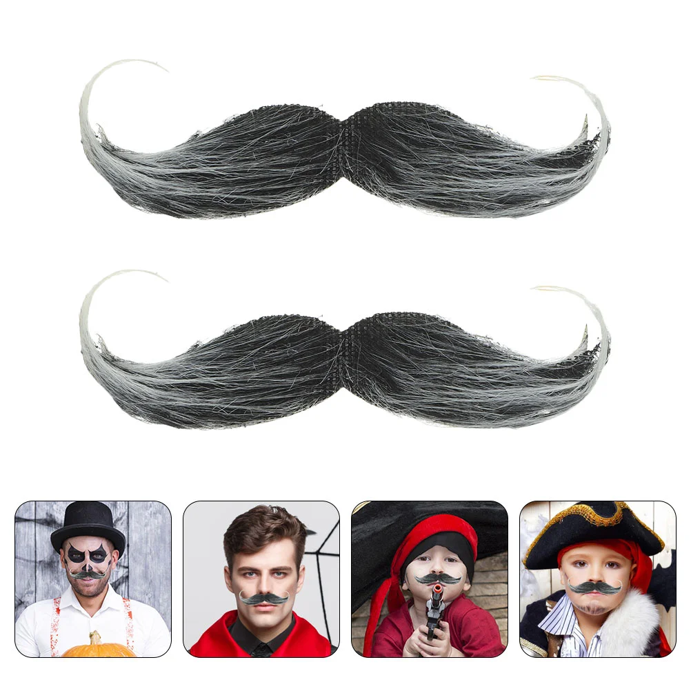 2 Pcs Halloween Beard Realistic Fake for Men Party Supplies Mustache Cosplay Simulated Cloth Lifelike Child Bead Kits