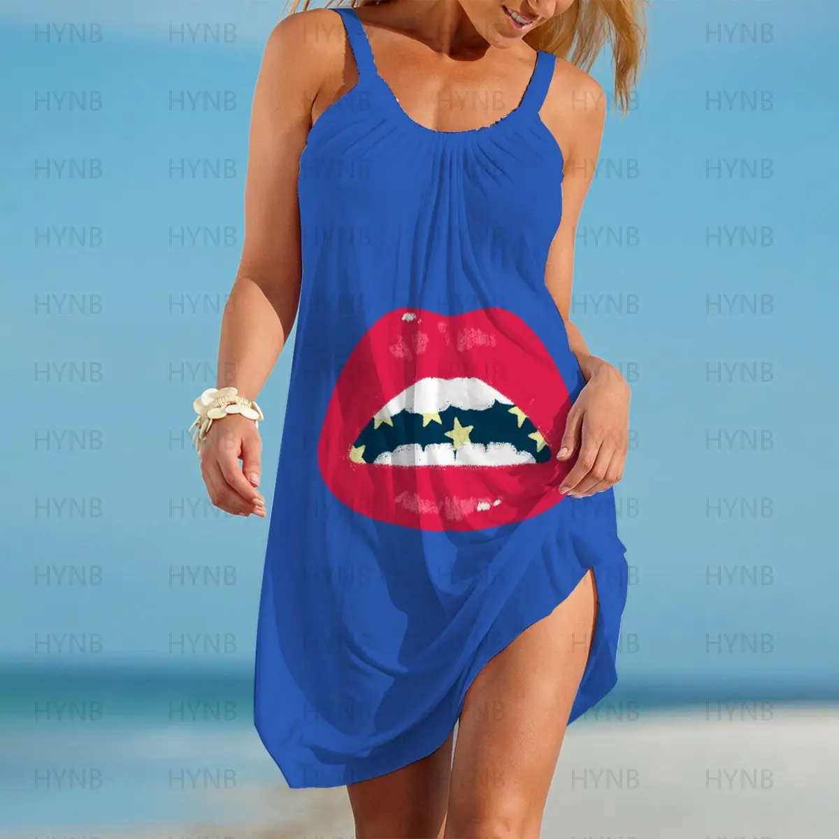 

Sling Beach Dress XOXO Women's Dresses Free Shipping Dropshipping Y2k Boho Lipstick Summer Sundresses Sleeveless Sexy Red Lips