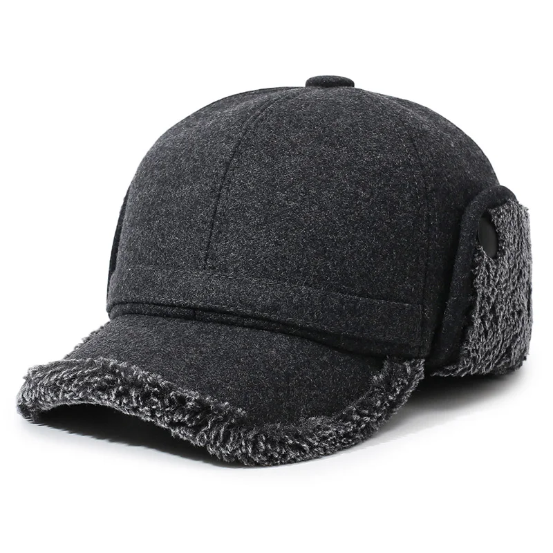 Winter Thickened Baseball Cap for Middle-Aged And Elderly with Windproof Ear Protection Cotton-Lined Warm Casual Visor Cap