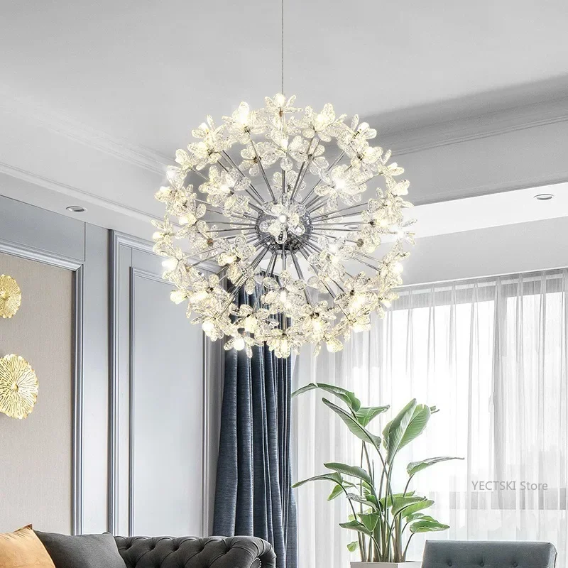 

GHJUYIOL Crystal ball pendant light modern minimalist LED light dandelion pendant light Nordic postmodern pendant new