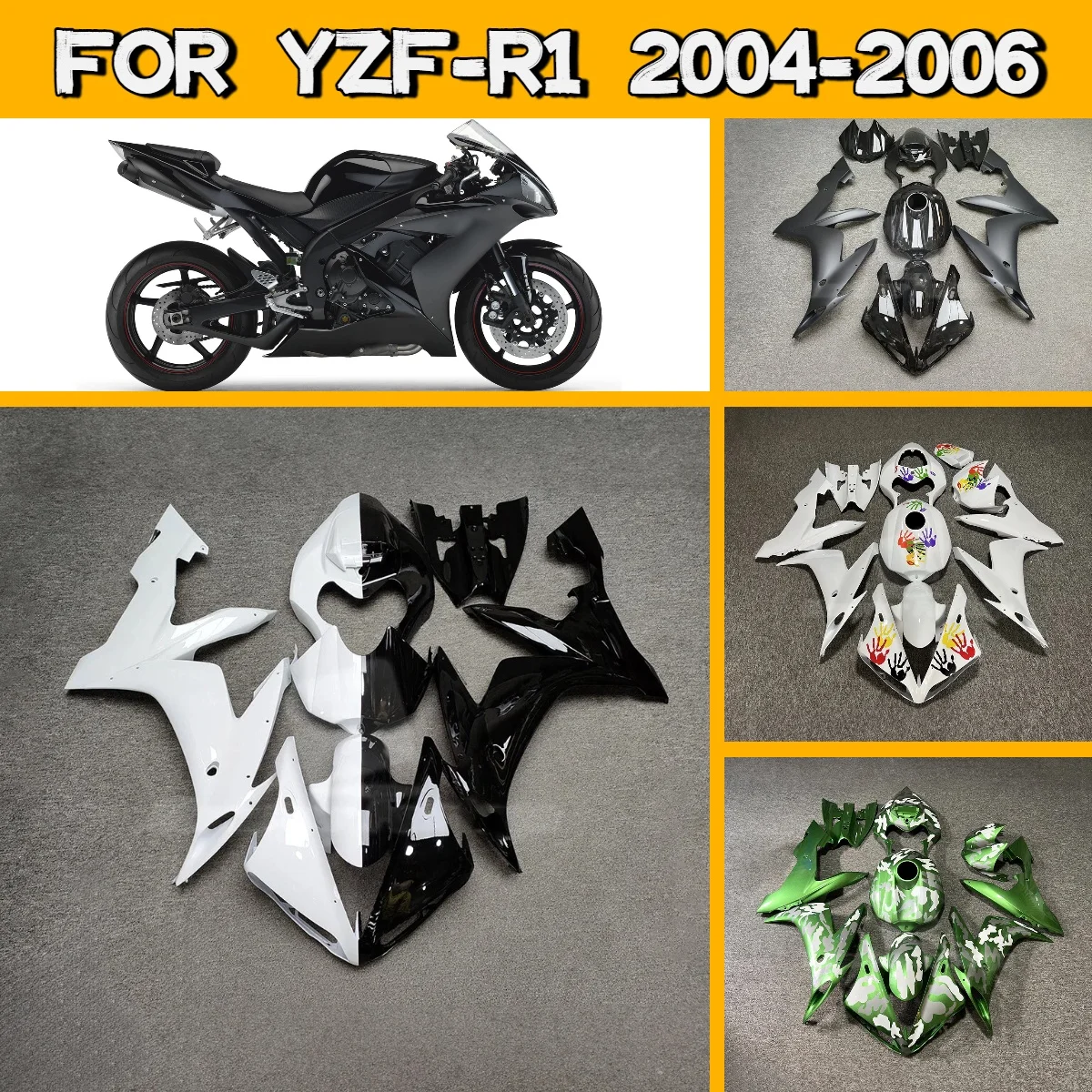 

Комплект обтекателей для мотоцикла Yamaha YZFR1 2004, 2005, 2006 годов, литье под давлением, новый стиль, 04, 05, 06, YZF R1