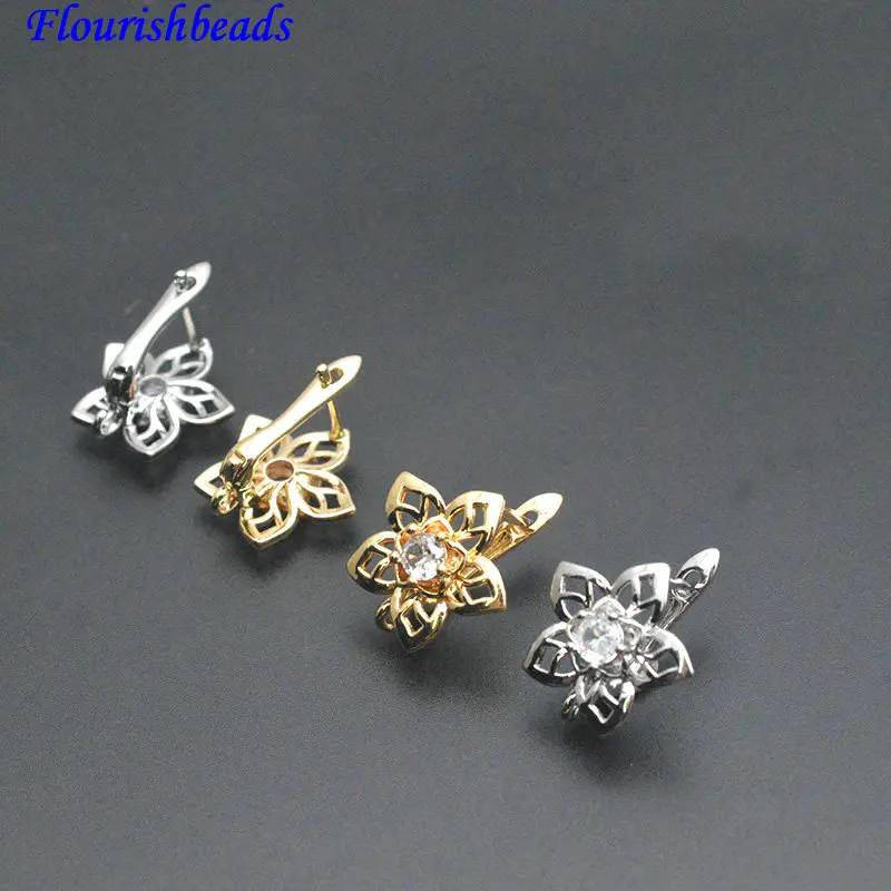

30 шт. новый дизайн, большой CZ, покрытый в центре, в форме цветка, металлические латунные застежки для изготовления висячих сережек
