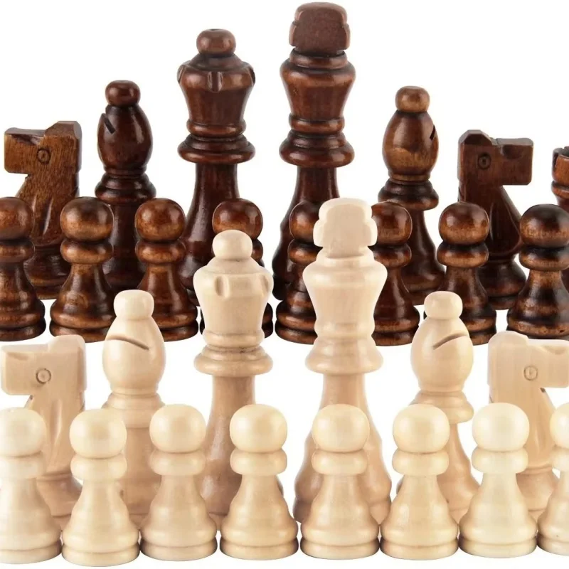 32 Pieses Wooden Chess Standard Tournamen Staunton Wood Chessmen 52mm King Height，Chess Pieces Only No Board