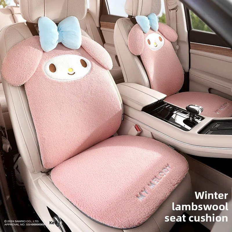 

Sanrio Car Seat Cushion Kuromi Comfortable Warm In Winter Car Decoration Girls Christmas Gift Car Interior Supplies Accessories
