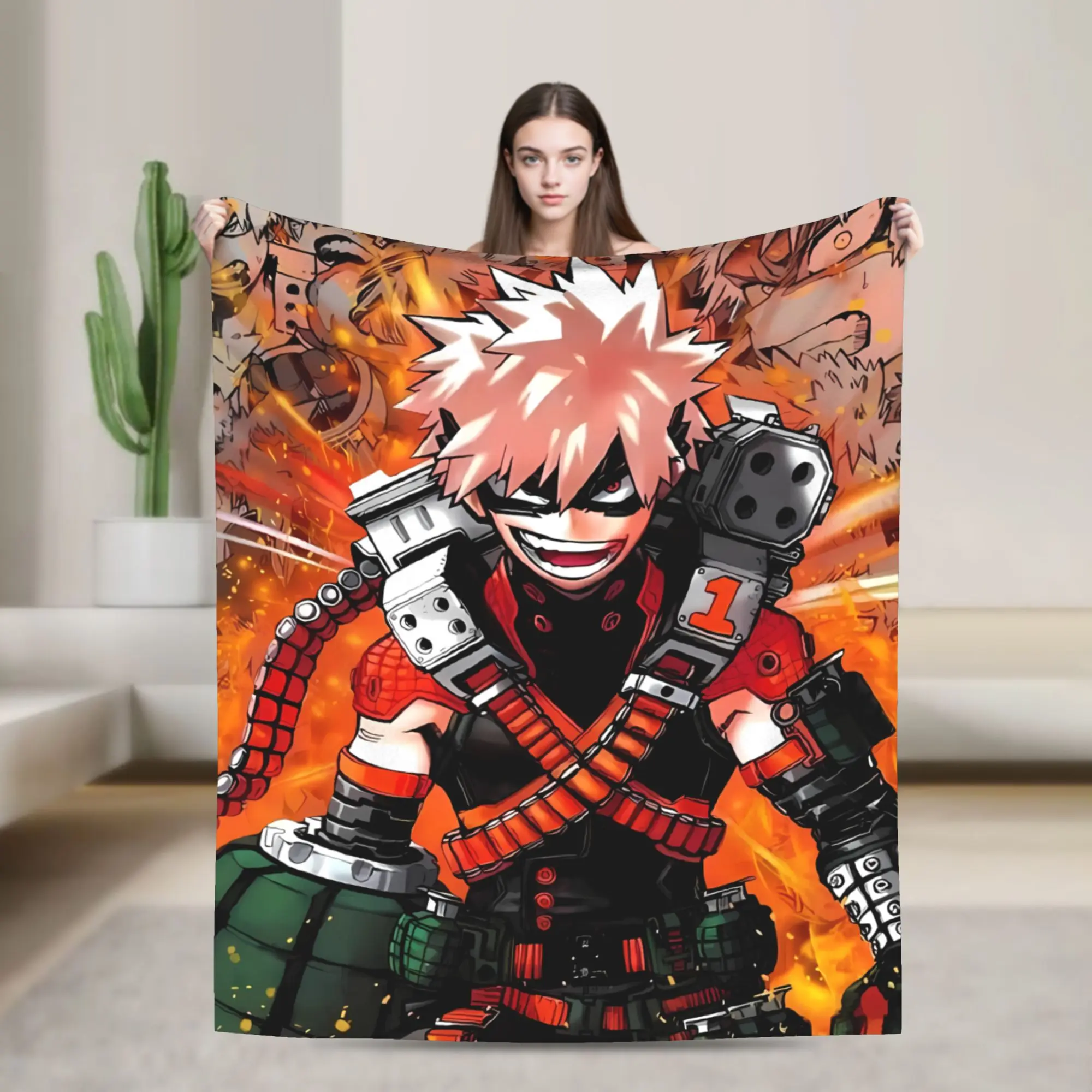 Bakugo Katsuki Explosion Anime Plush Blanket Girls Boys My Hero Academia Flannel Throw Blanket For Couch Bed Warm Bedspread Gift