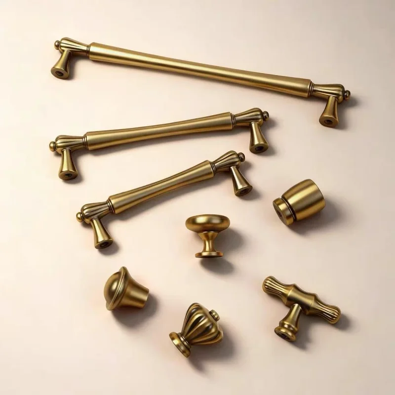 Mid-Century Modern Cabinet Drawer Pulls Americana Style Wardrobe Cupboard Handles Solid Antique Brass Hardware Furniture Handles