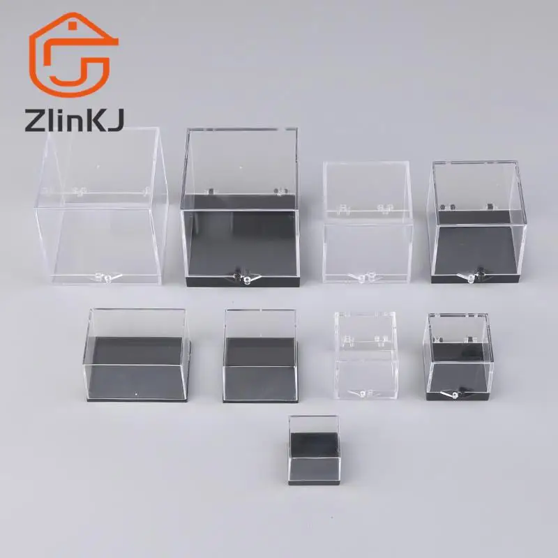 1Pc Mini Square Cube Acrylic Case Rough Mineral Standard Storage Boxes Lids Gemstone Display Coin Clear Container Specimen