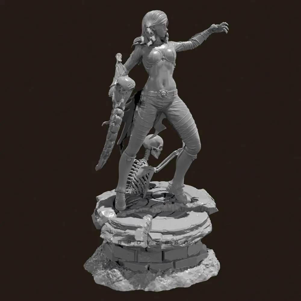 H60mm 80mm Hell's Female Reaper Resin Figures, Assembly Models 3D Printed DIY Coloring Blank Model Figurine Decoration Craft