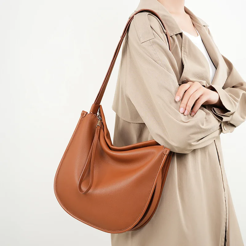 Luxury Ladies Soft Leather Tote Cowhide Commuter Large Capacity Shoulder Crossbody Designer Women Bag