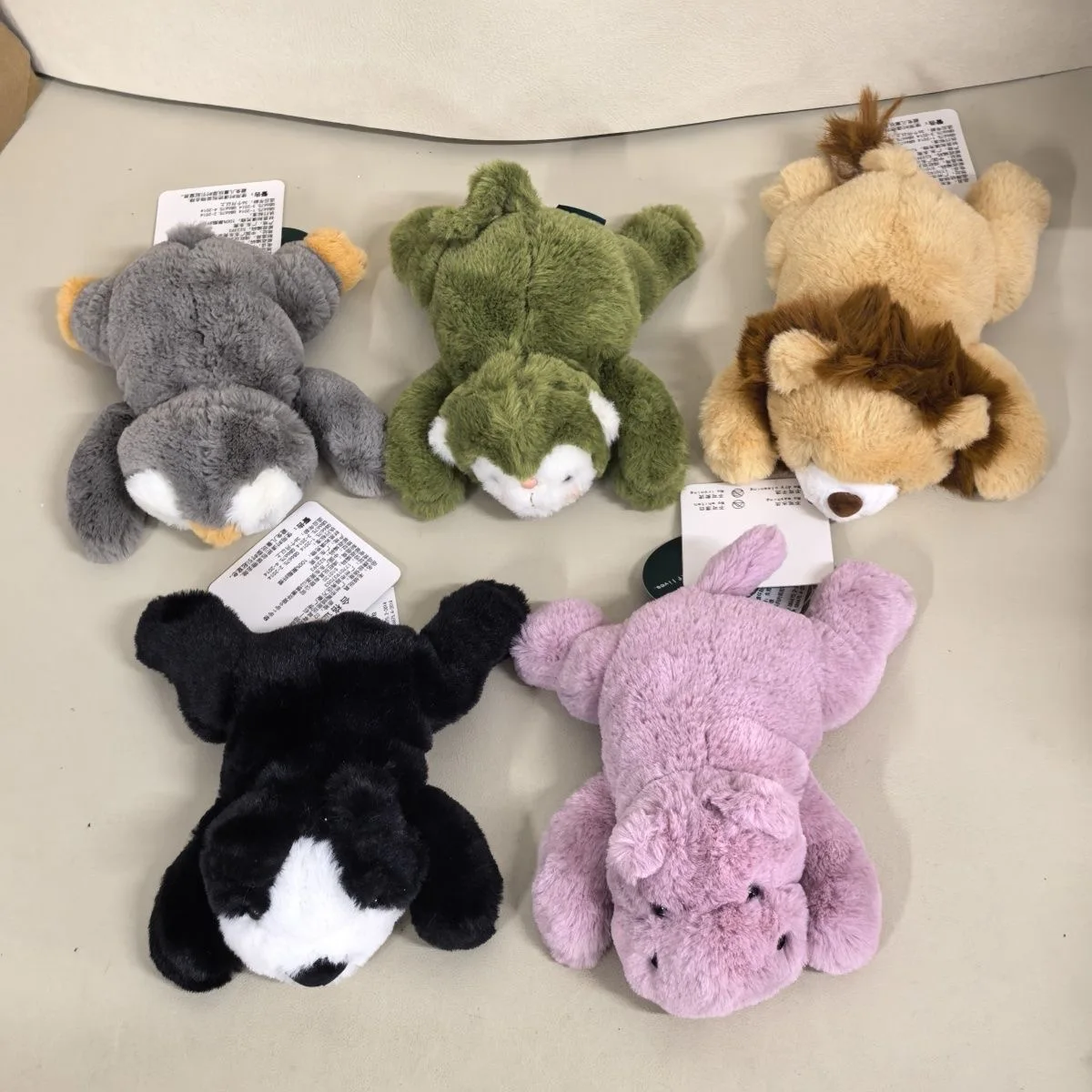 Lying Fluffy Animal Plush Toy Set, Multi-Style Soft Stuffed Animal Ornaments for Home Desk Decor Gift