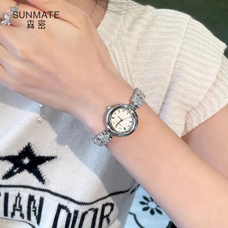 SUNMATE Women's Watches Luxury Brand Women's Watches Elegant Flower Diamond Bracelet Waterproof Fashion Quartz Women's Watch