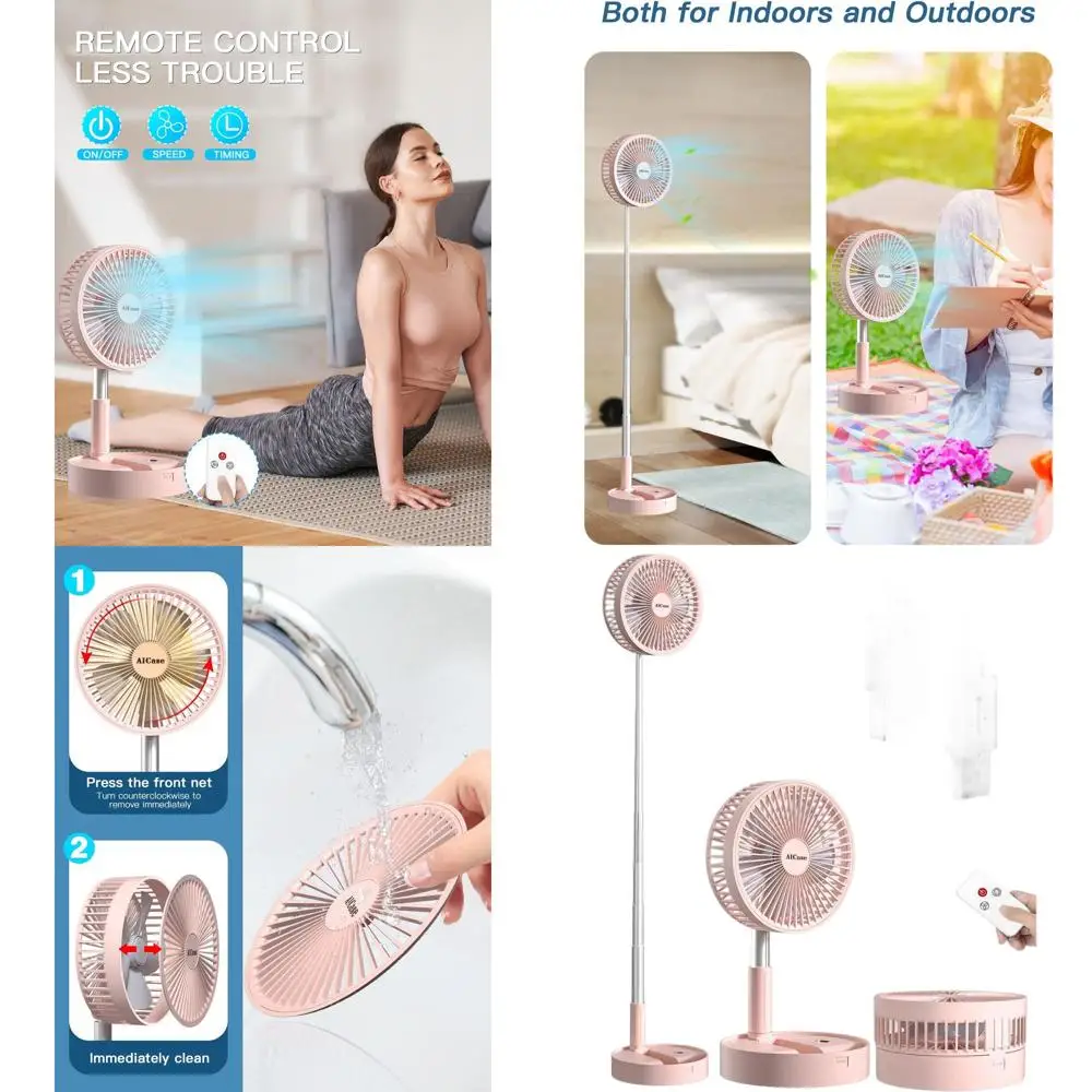 

Портативный складной телескопический вентилятор с аккумулятором 10800 мАч, 4 скоростями, бесшумной работой, регулируемой высотой и углом наклона, идеально подходит для офиса