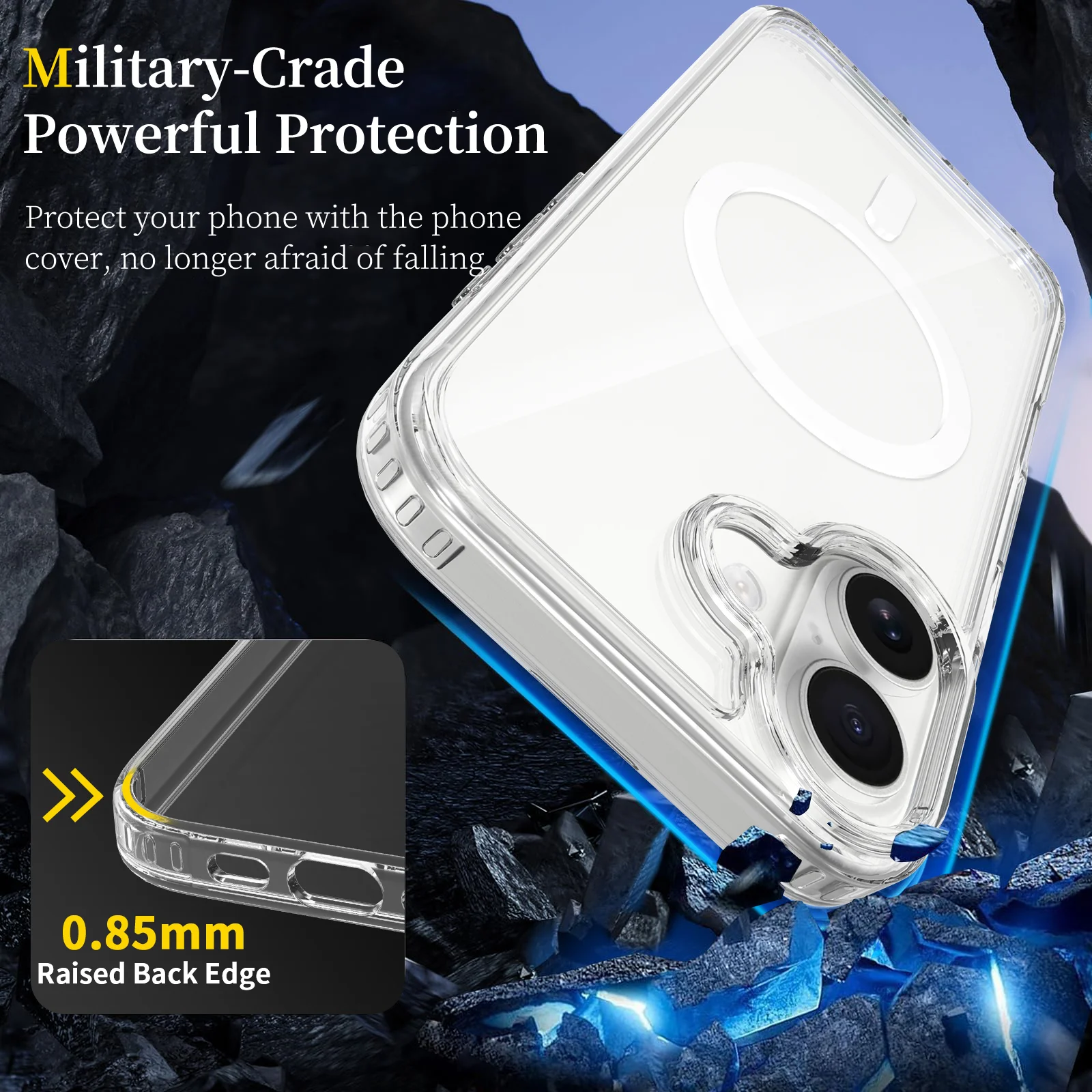 For iPhone 17 Case Magnetic Transparent Phone Cases Military Grade Drop Protection Rugged Shockproof Protective Cell Phone Cover