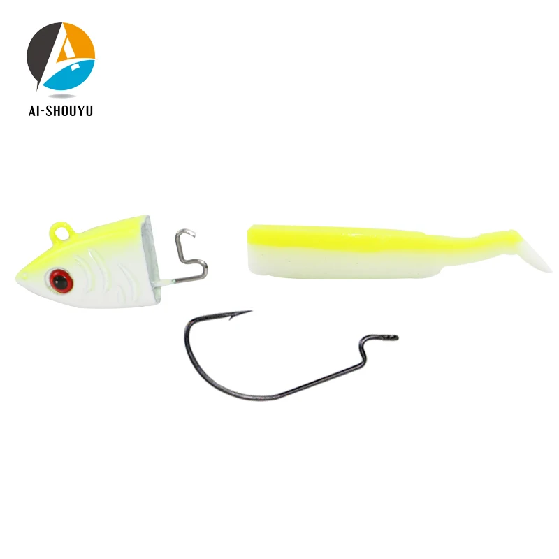 

AI-SHOUYU Black Minnow 29.5g Lead Jig Head Fishing Bait 90mm 10g Soft Lure Swimbait Jig Hook Sea Fishing Lure for bass pike