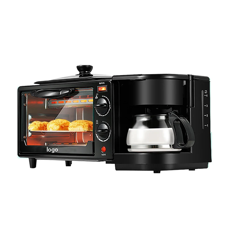 3 In 1 Breakfast Makers Set Accessories Toaster Coffee Pot Oven Glass Frying Pan Breakfast Maker Machine