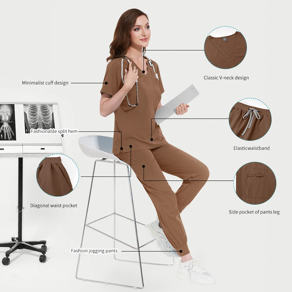 Accessori per infermiere slim fit Uniformi per scrub medico Set per scrub ospedaliero per donna Clinica odontoiatrica Tute per chirurgia Abbigliamento da lavoro per salone di bellezza