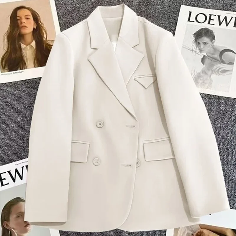 Women Blazers 2025 New Spring Autumn Jackets Fashion Office Ladies Elegant Coats Casual Double Breasted Blazer Female Outerwear