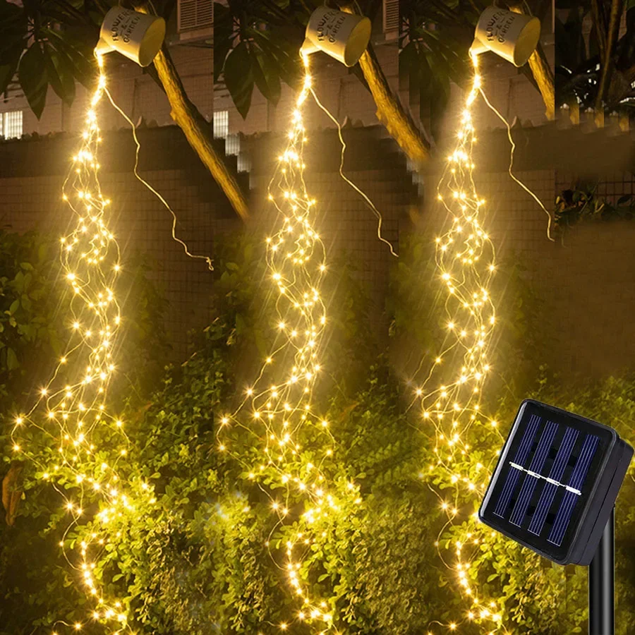 2M 600LED Upgrade Solar Vine Branch Light Outdoor Solar Firefly Bunch Light Solar Waterfall Light Solar Watering Can Light