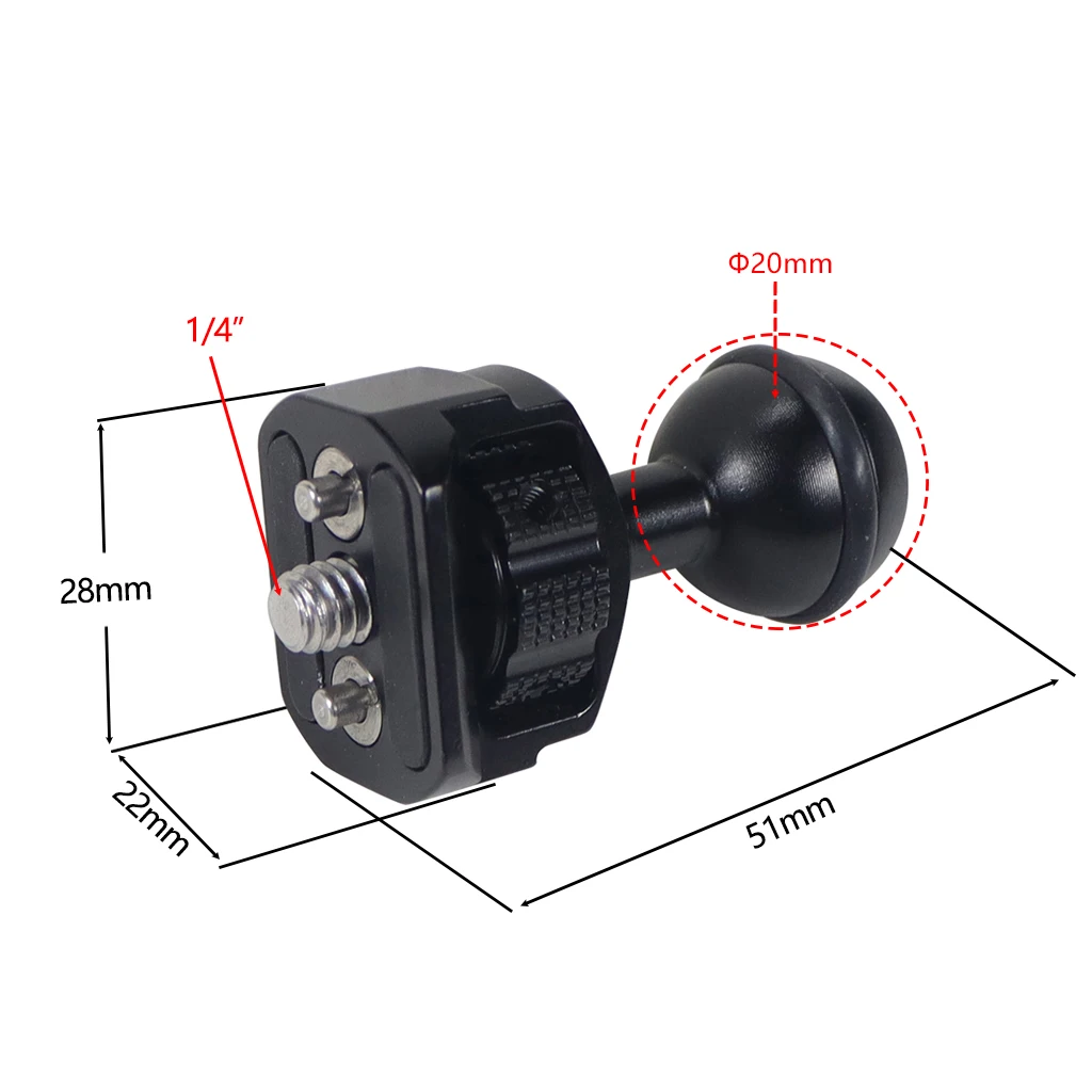 20mm Kugelkopf-Klemmhalterungsadapter mit 1/4'- und 3/8'-Schraube, ARRI-Positionierungsstift für DSLR-Kamera-Rig, Magic Arm, Monitor- und Lichthalterung – Detail 4