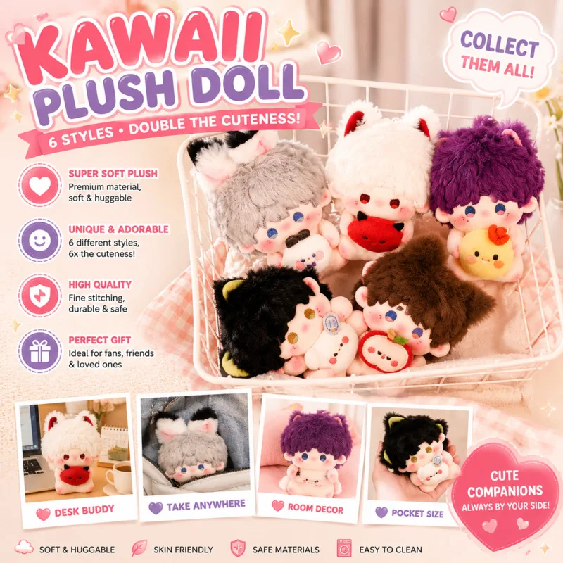 10cm Plush Ornament Stuffed Anime Cotton Y2K Cute Kawaii, Soft Figure For Kids Adults, Birthday Christmas Gift Collection Gift