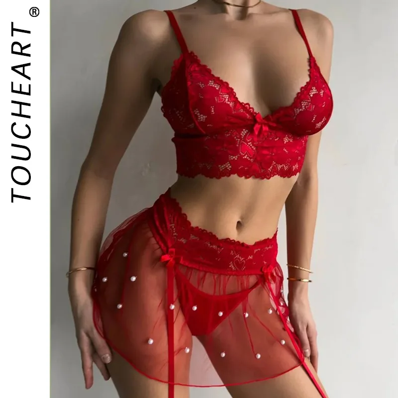 

Toucheart кружевная прозрачная сексуальная ночная юбка нижнее белье лоскутный комплект облегающий глубокий сплошной цвет ажурный женский интересный комплект