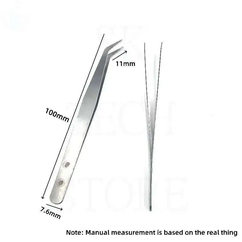 ESD Anti-Static Precision Stainless Curved Tip Electronics Industrial Tweezers Silver Type Electronics Phone Repair Hand Tools