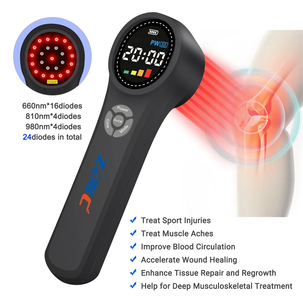 ZJKC 1760mW Low Level Cold Laser Therapy Device Pain Relief Arthritis Red Light Physiotherapy 660nm 810nm 980nm Wound Healing