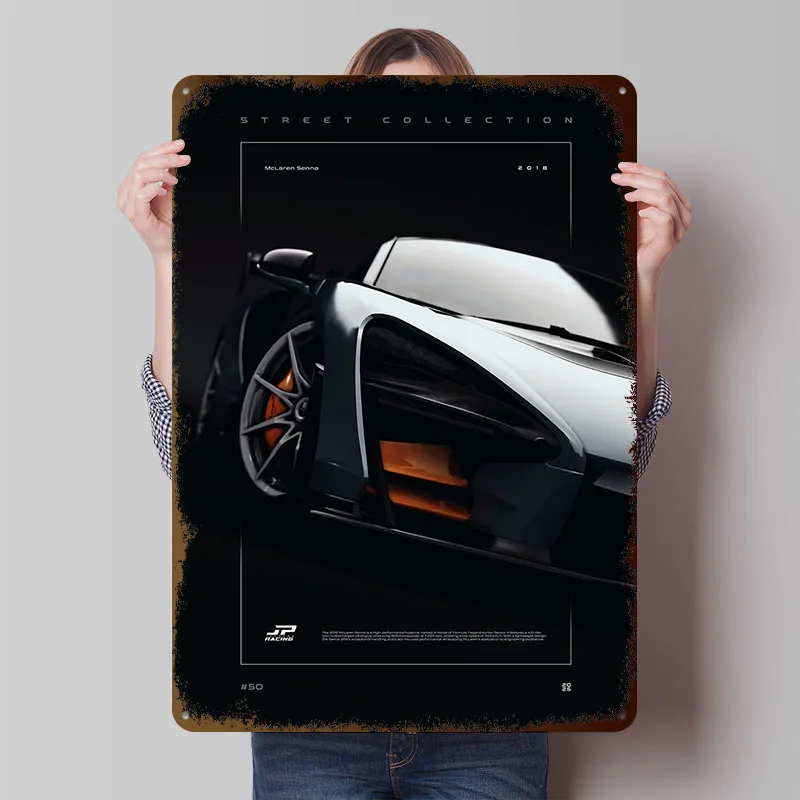 スポーツカー-セナ-2018-プリントポスター-カスタマイズされたウォールアート-レトロ-ヴィンテージ-メタルブリキ看板-ホームマンケーブ装飾-ゲームハウス用