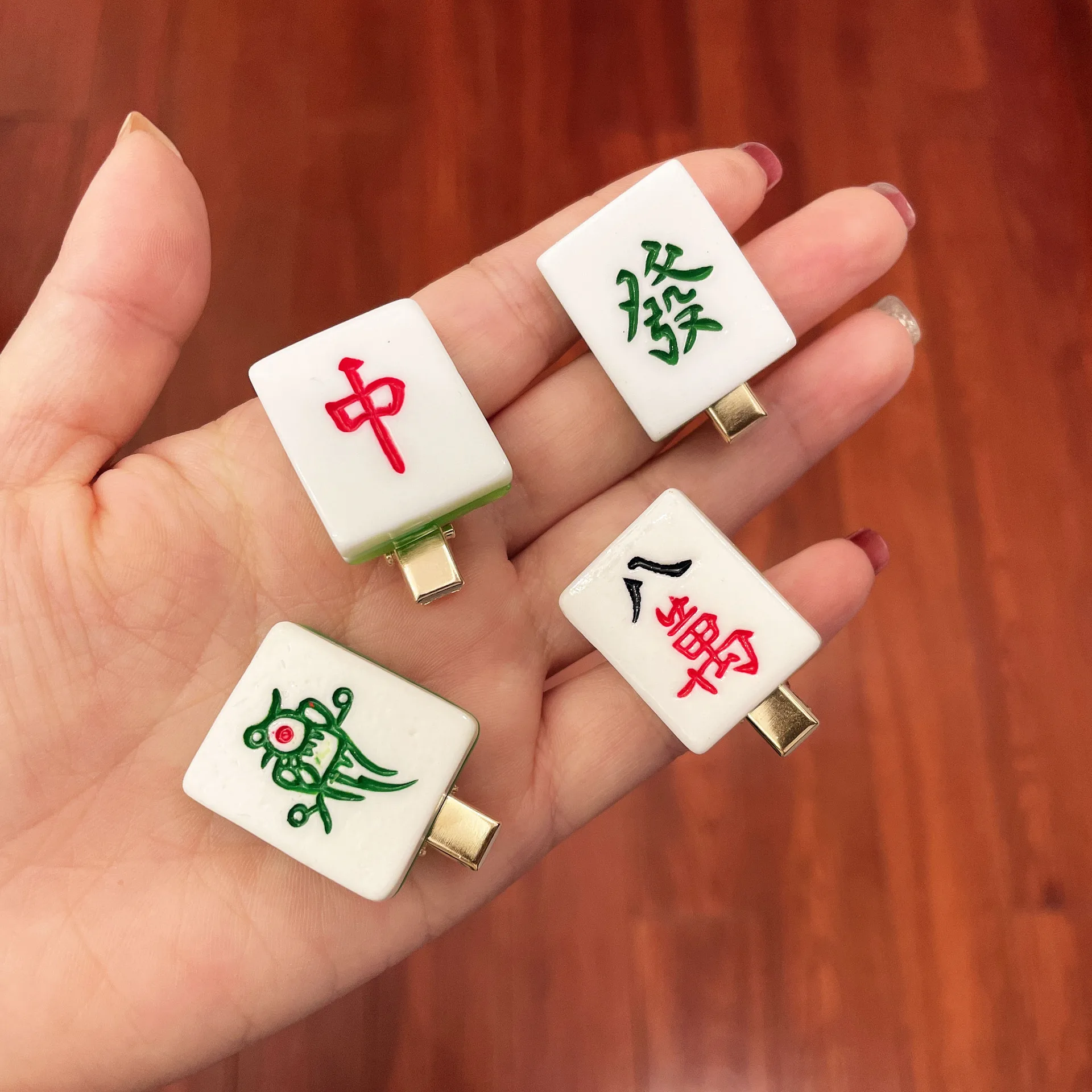 1pc Cartoon Chinese Mahjong Hair Clips For Cute Girls Barrettes Safty Hairpins Funny Headwear Children Creative Hair Accessories