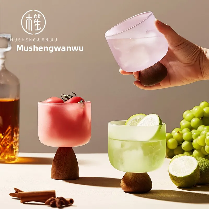Cocktail Glass Wooden Whistle Simple Champagne Grape Red Wine Whiskey Creative Jelly Cup Gift for Girls