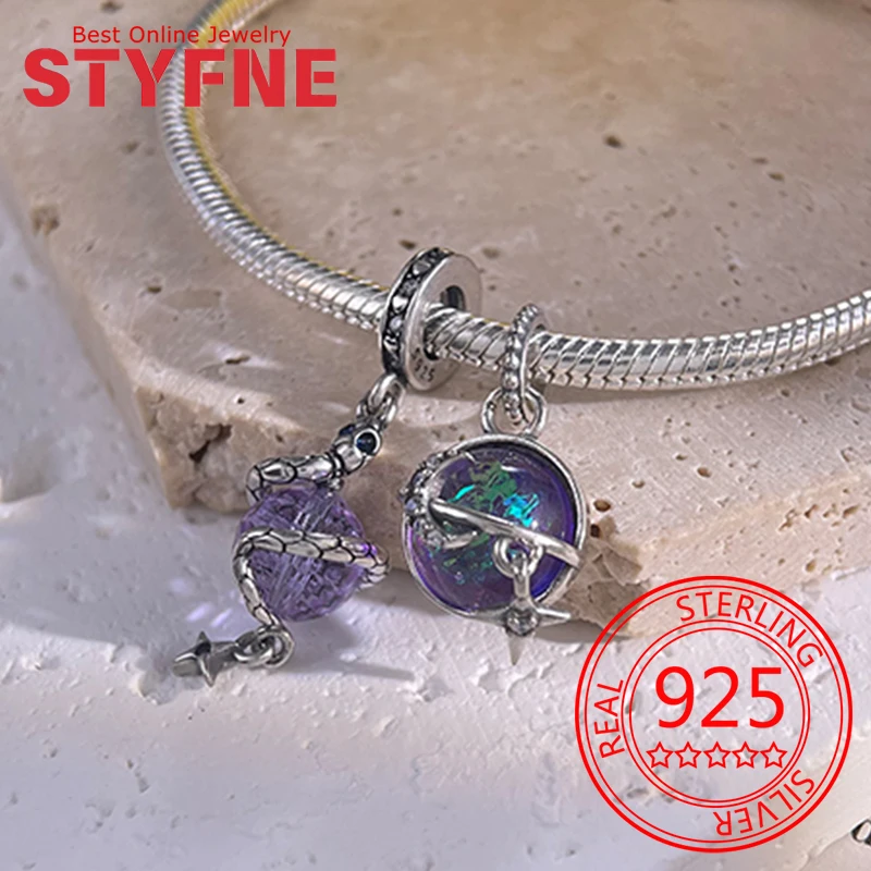 

925 Sterling Silver Spirit Snake Illusion Planet Charm Beads Fit Bracelet Necklace Accessories Beads Making Fine Jewelry Gifts