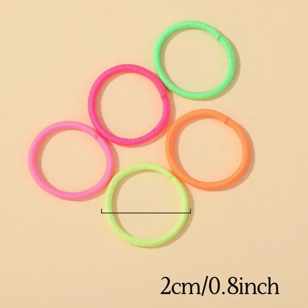 100 Pcs/Lot 2cm Hair Ties Gum Colorful Nylon Rubber Band Rope Doll Hair Accessories for Baby Girls Black Elastic Hair Bands Gift