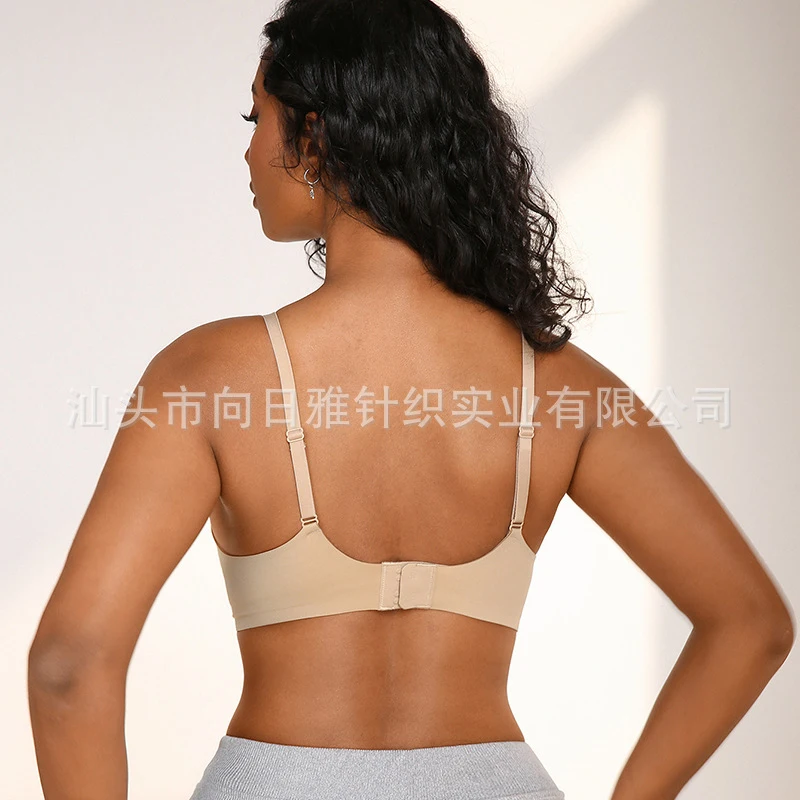 Women's seamless thin single-layer fitting underwear solid color comfortable thin strap bra