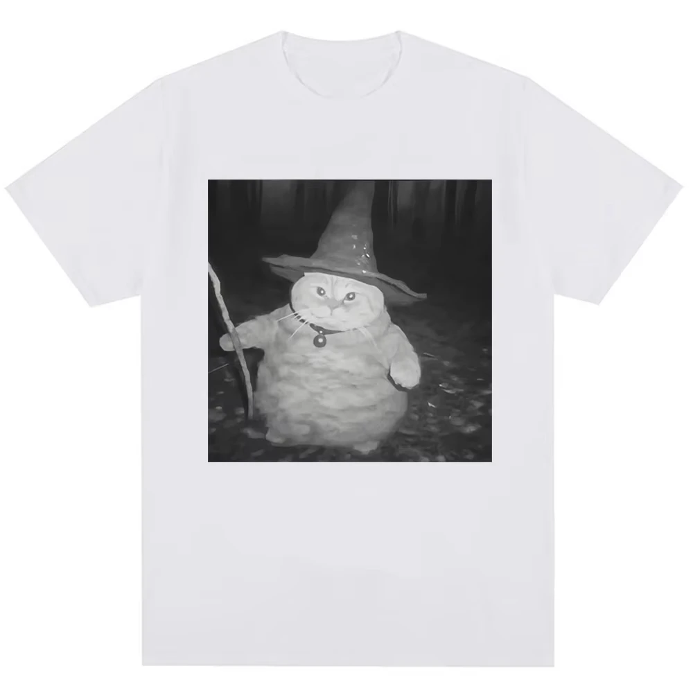 Fat Wizard Cat Lustige Meme Grafik T Shirts Trend Humor Witz Neuheit Männer Frauen Kurzarm Übergroße Baumwolle Vintage T-shirt Tops