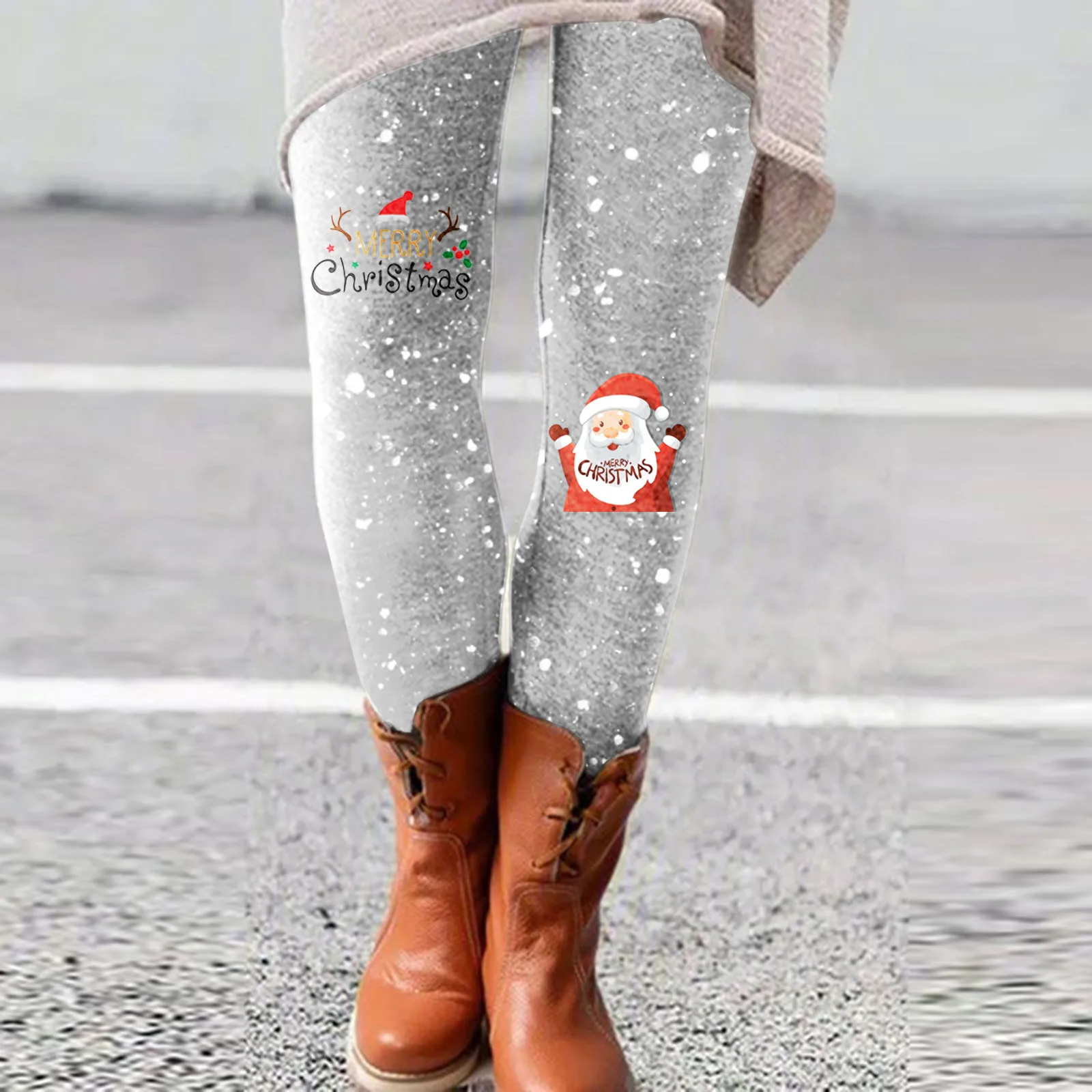 Snowflake Christmas Leggings Women Casual Slim All Printed Fitness Long Pants High Waist Push Up Running Woman Clothing Leggins