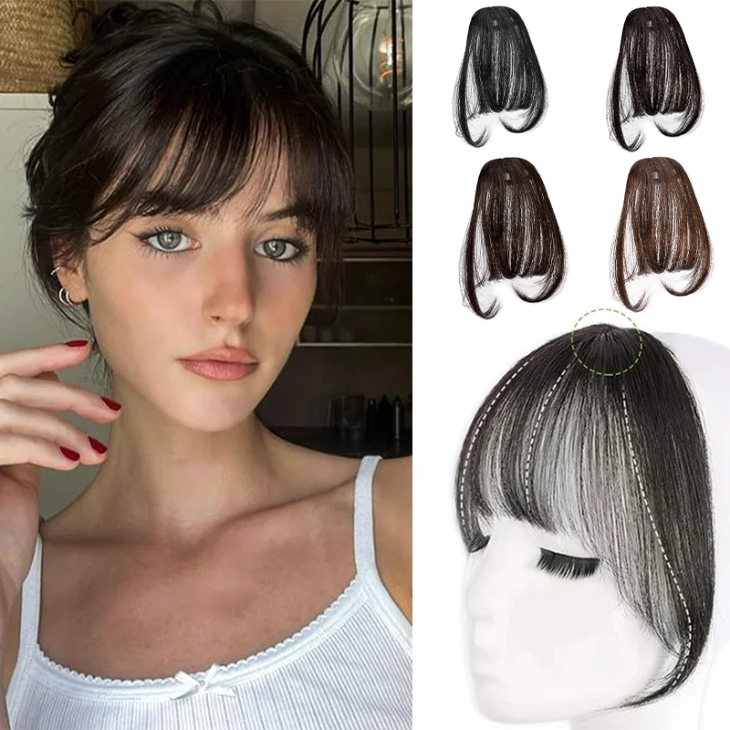 Fake Invisible Synthetic Air Bangs Hair Clip-In Extension Front Head Fringes Hairpiece Air Bang Natural Hair Styling Accessories